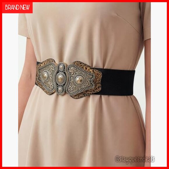 Vintage Antique Retro Buckle Belt Stretch Elastic Faux Leather Women\'s Accessory main image 5